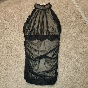 VENUS Black Sheer Halter Dress